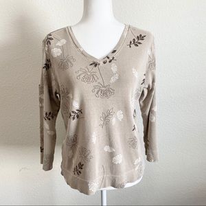 Fresh Produce Tan Floral Top Large